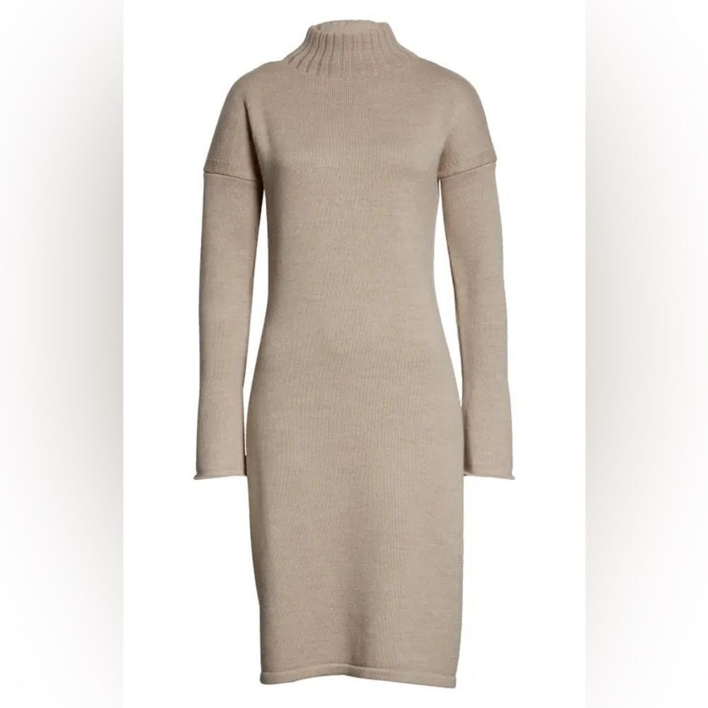 NWT MaxMara Leisure Navile Wool Sweater Turtleneck Dress Beige XS - Picture 2 of 8